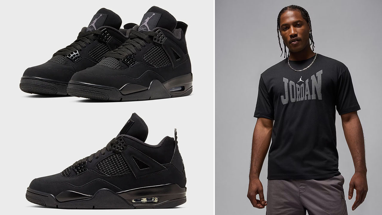 Air Jordan 4 Black Cat 2025 Shoes x Jordan Brooklyn Mens Collegiate T Shirt