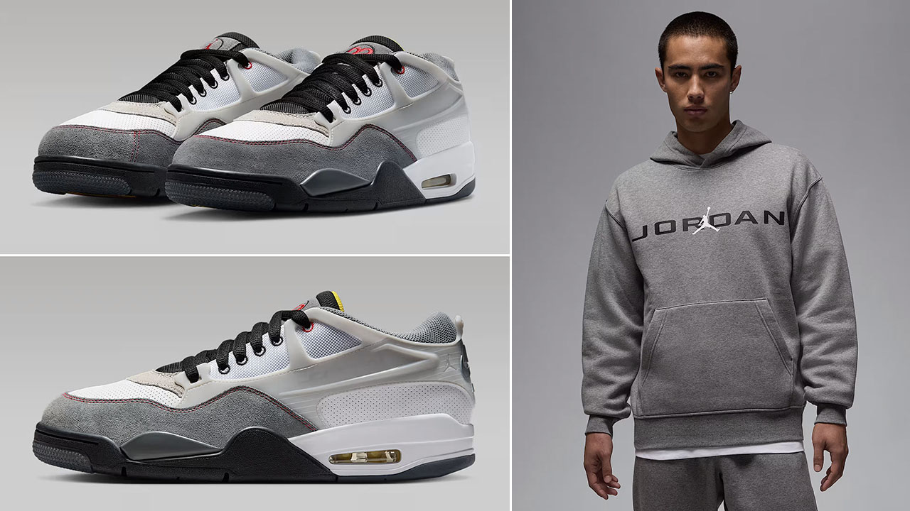 Air Jordan 4 RM Premium Smoke Grey Sneakers Hoodie Pants Outfit