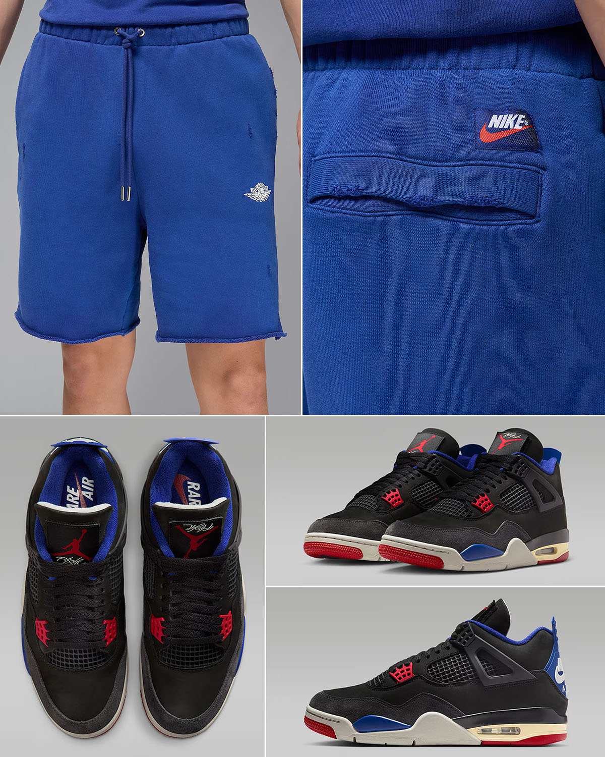 Air Jordan 4 Rare Air Shoes x Jordan Rare Air Royal Blue Shorts Outfit