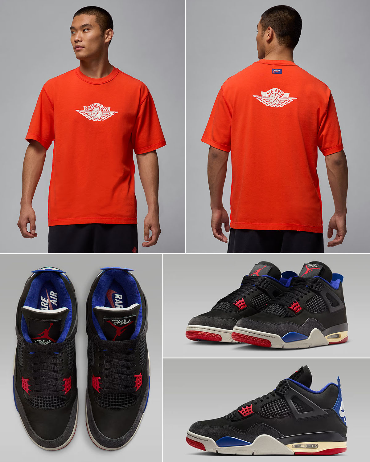 Air Jordan 4 Rare Air Shoes x Jordan Rare Air T Shirt Red Sail Outfit