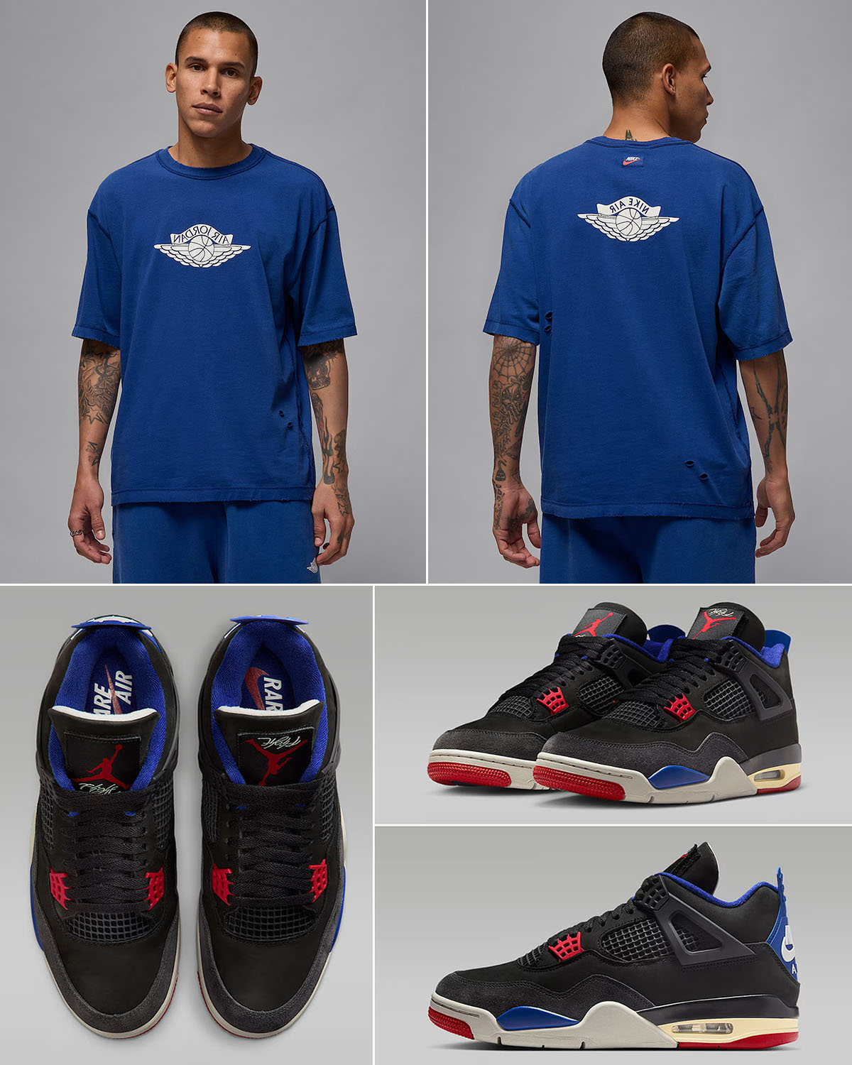 Air Jordan 4 Rare Air Shoes x Jordan Rare Air T Shirt Royal Blue Sail Outfit