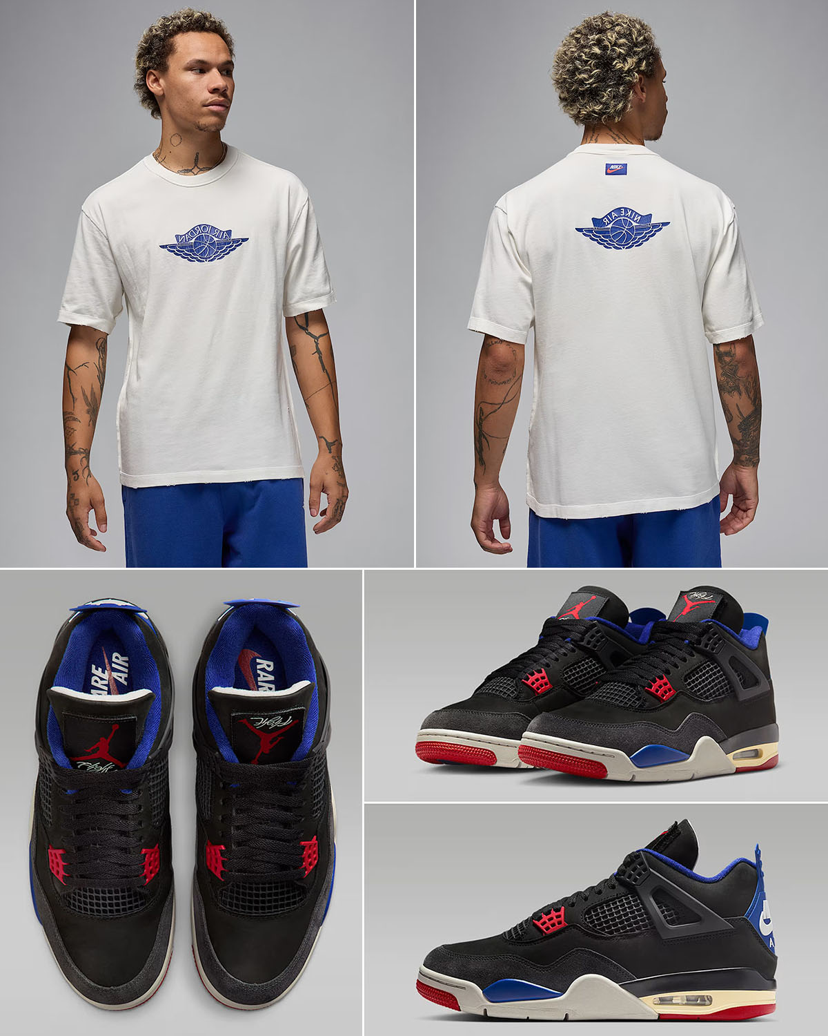 Air Jordan 4 Rare Air Shoes x Jordan Rare Air T Shirt Sail Royal Blue Outfit
