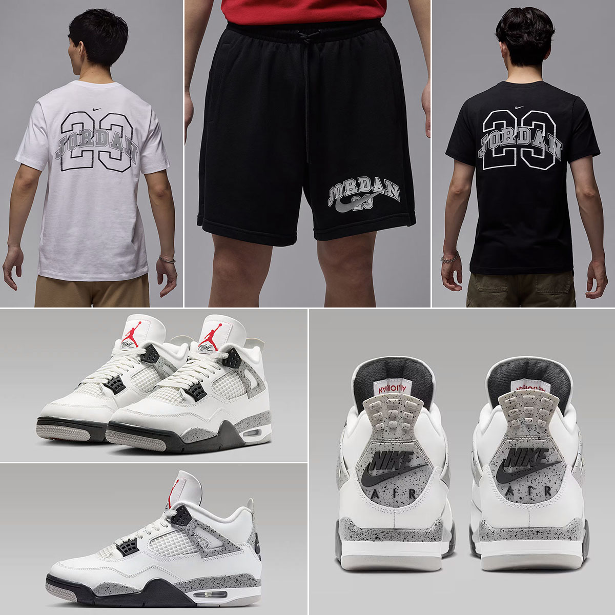 Air Jordan 4 White Cement 2025 Shoes and Jordan MVP Clothing Shirts Shorts to Match Sneakers