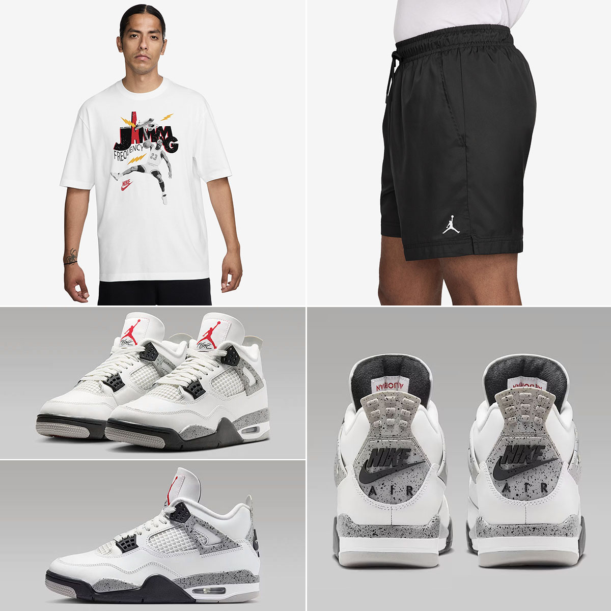 Air Jordan 4 White Cement 2025 T Shirt and Shorts Outfit