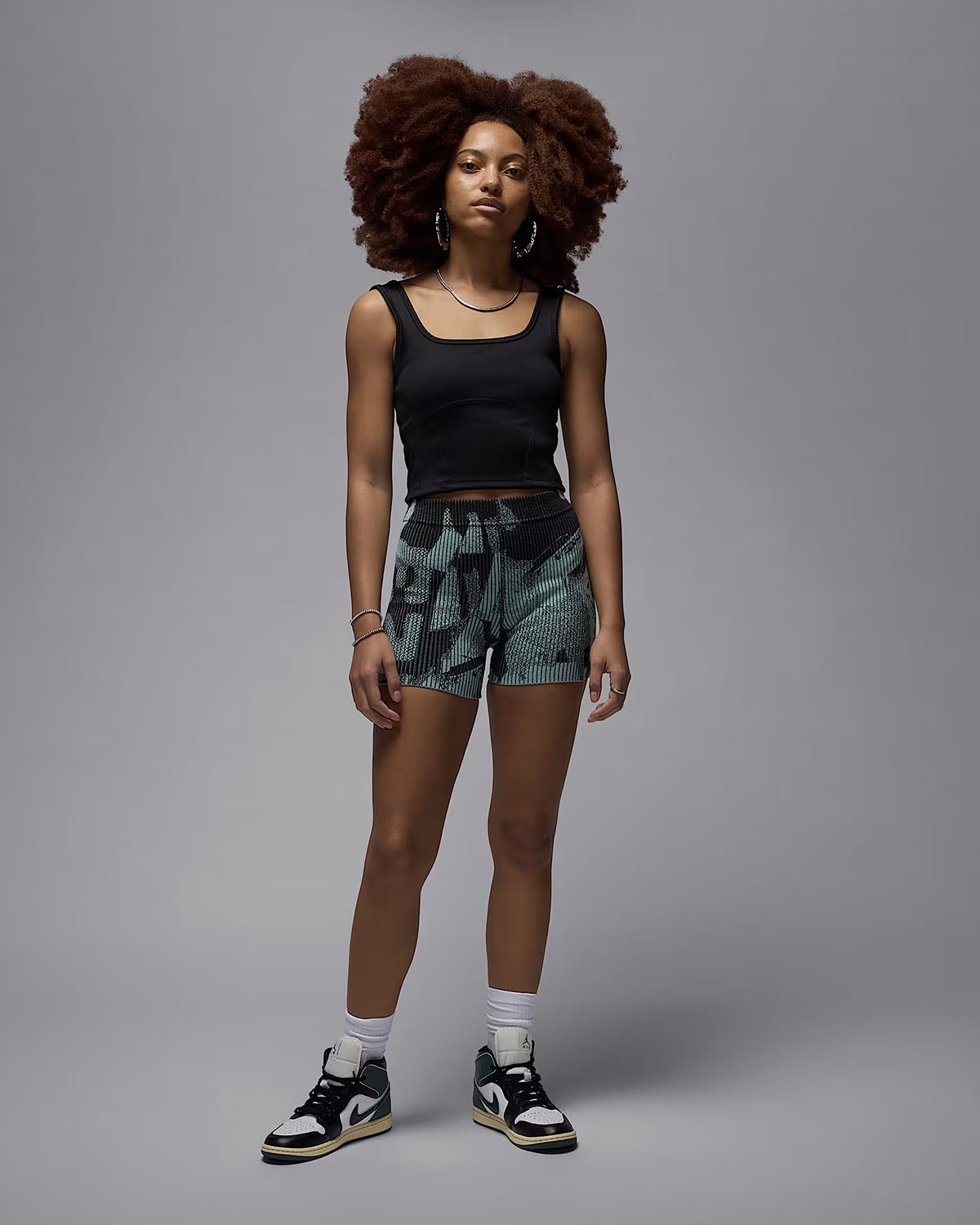 Air Jordan Womens Knit Shorts Mineral Green Outfit