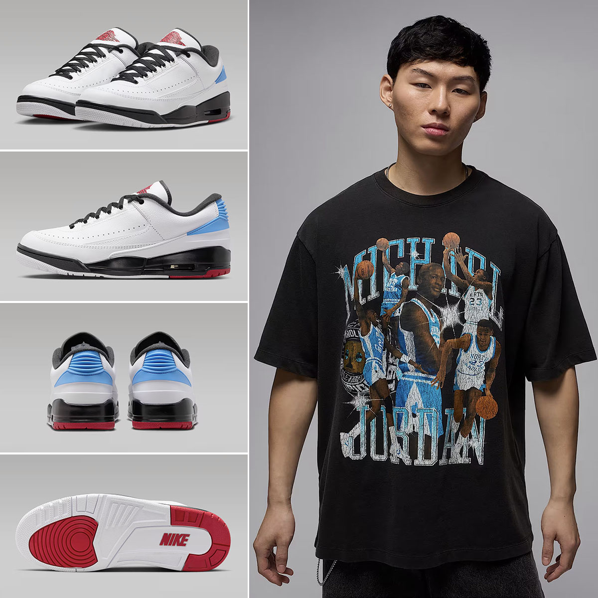 Jordan 2:3 UNC to Chicago Sneakers and Graphic T Shirt Outfit