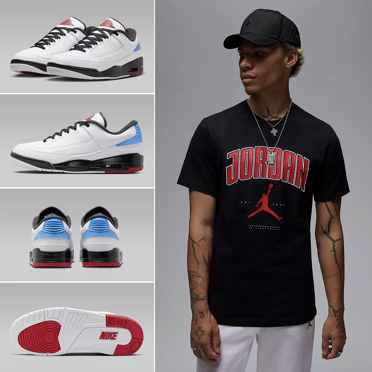 Jordan 2:3 UNC to Chicago Sneakers and Shirt