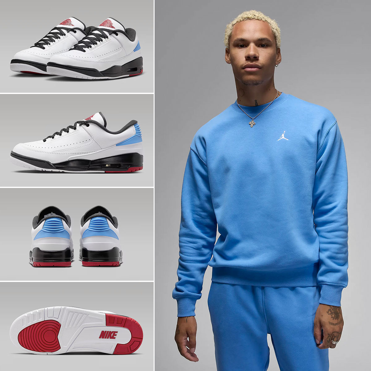 Jordan 2:3 UNC to Chicago Sneakers and Sweatshirt Outfit
