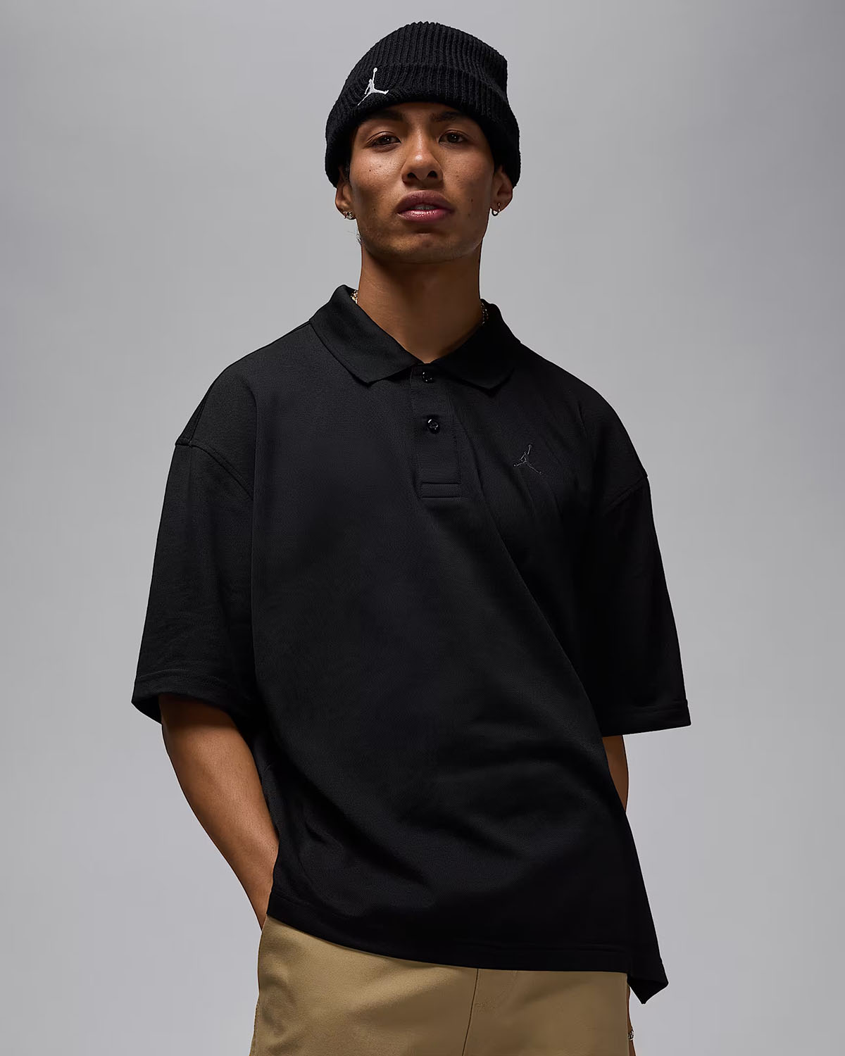 Jordan Brooklyn Mens Polo Shirt Black Iron Grey 1