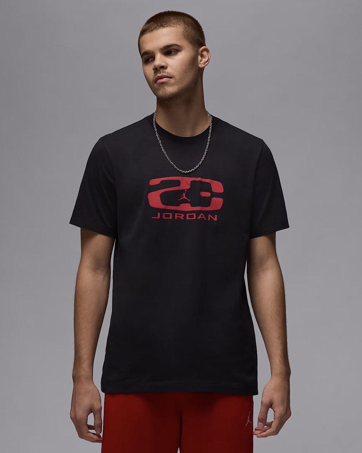 Jordan Flight Essentials Mens T Shirt Black Varsity Red
