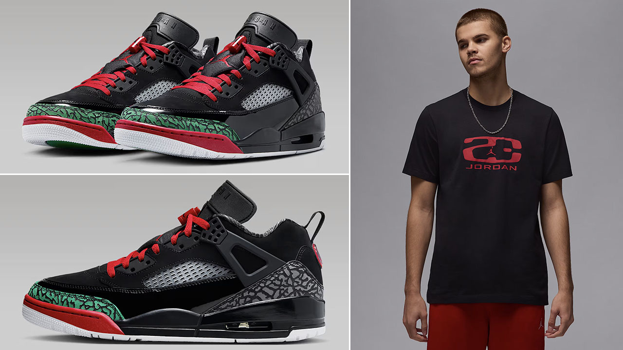Jordan Spizike Low OG Black Varsity Red Classic Green Sneakers Shirt Outfit