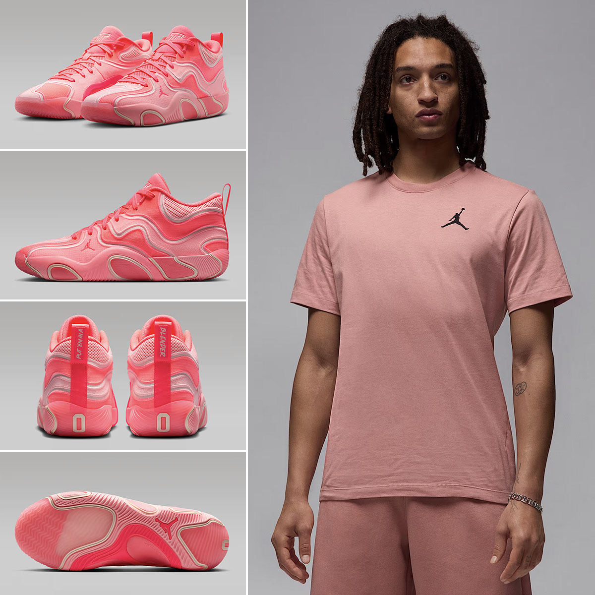 Jordan Tatum 3 Blender Pink Shoes and Shirt Outfit