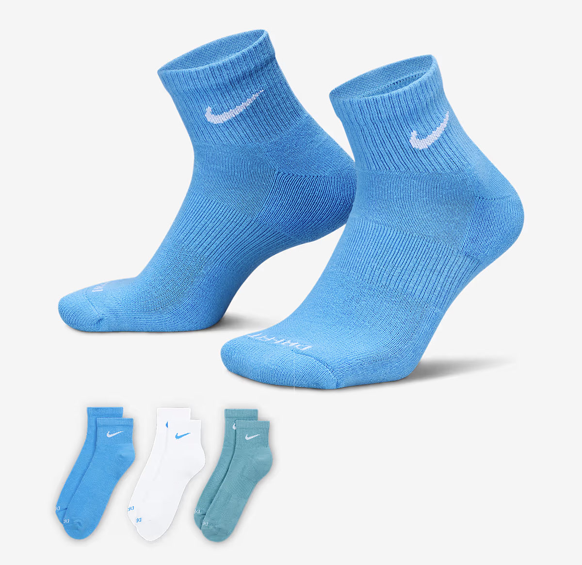 Nike Everyday Cushioned Ankle Socks University Blue White Teal 1