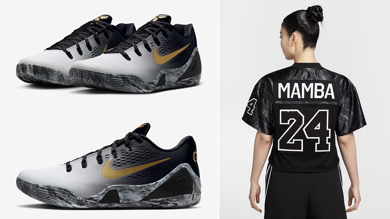 Nike Kobe 9 EM Mambacita Shoes x Nike Kobe Womens Football Jersey Black White Outfit