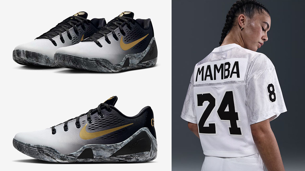 Nike Kobe 9 EM Mambacita Shoes x Nike Kobe Womens Football Jersey White Black Outfit