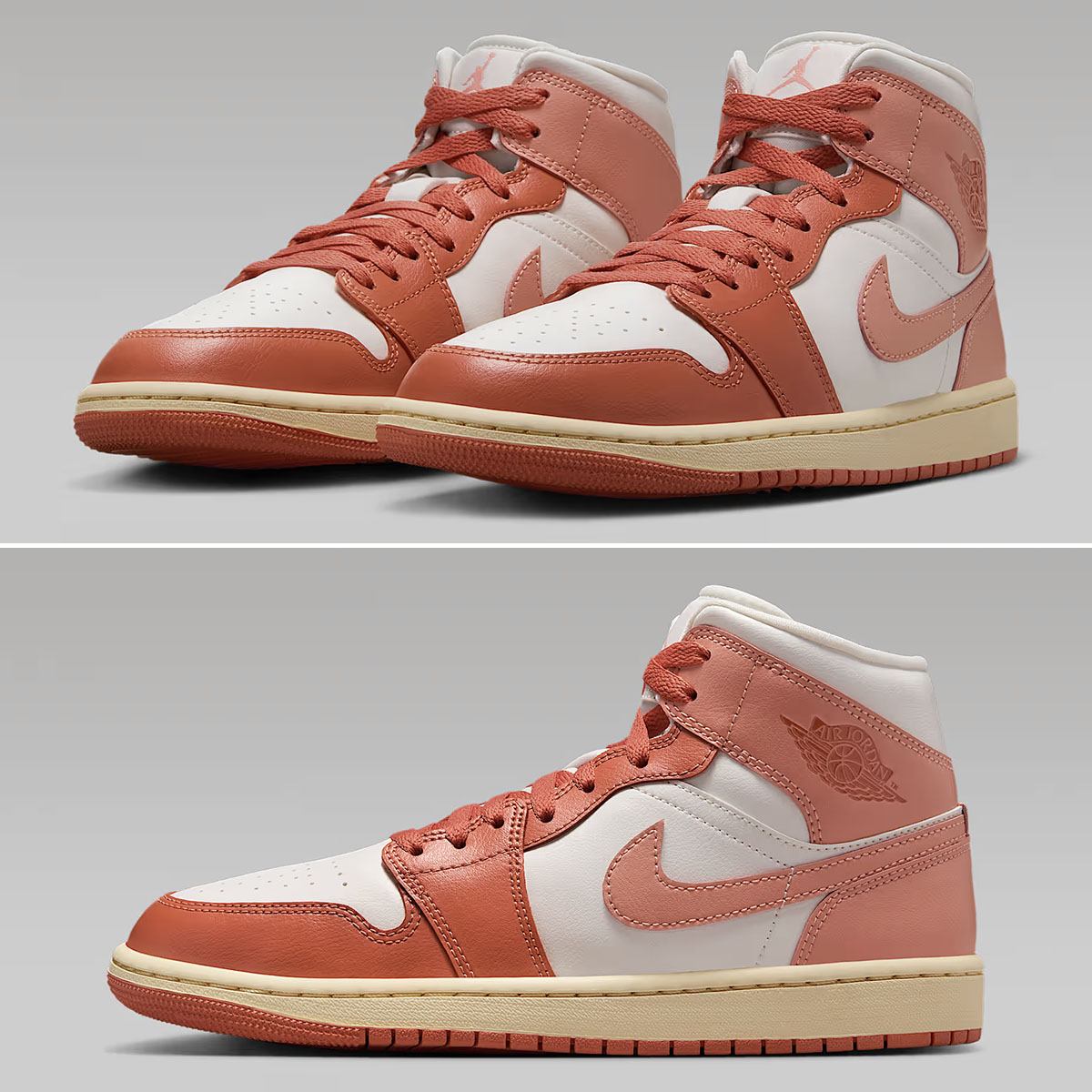 Air Jordan 1 Mid Sail Light Madder Root Womens Shoes BQ6472-180
