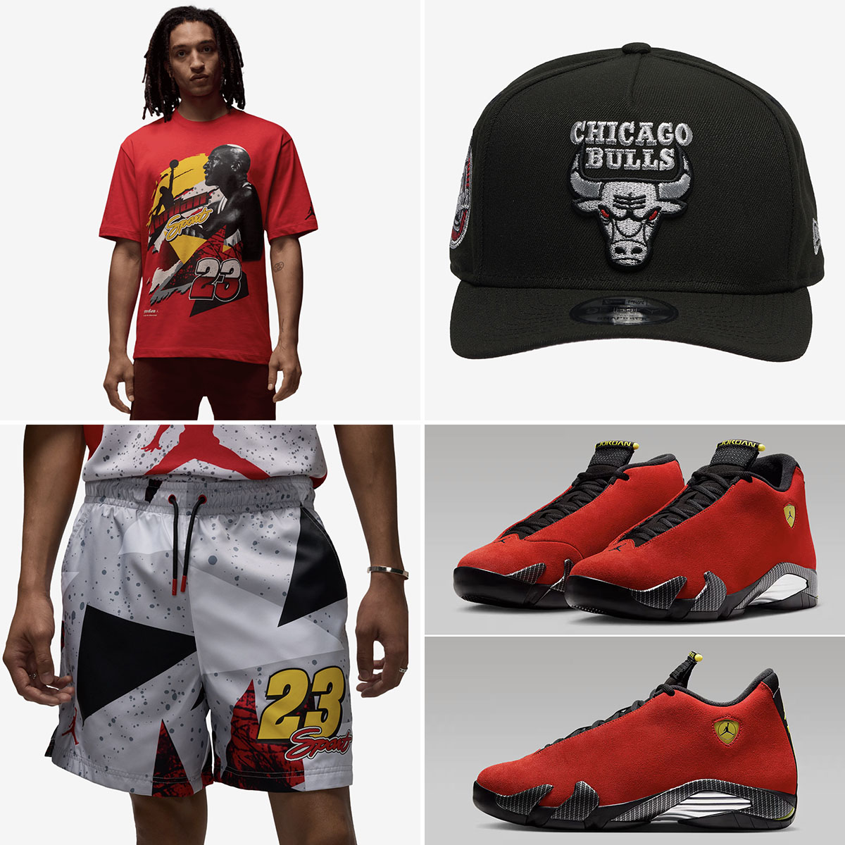 Air Jordan 14 Ferrari 2025 Shirt Hat Shorts Outfit