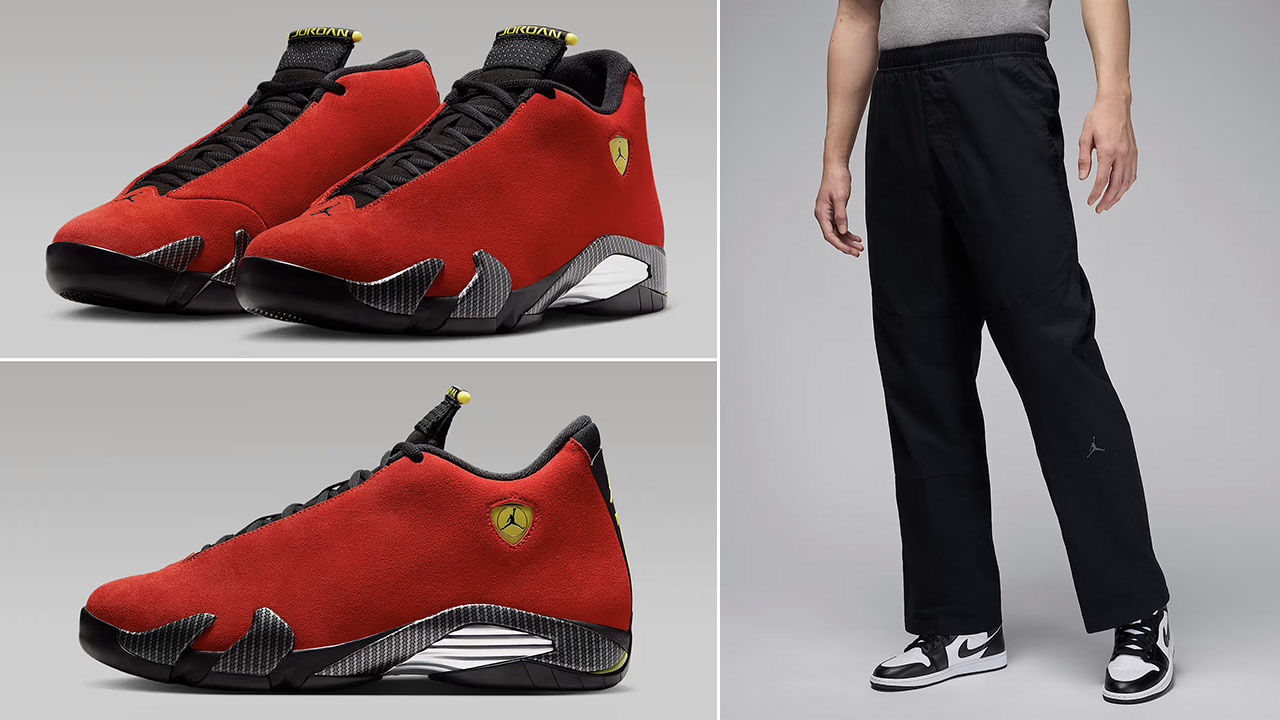 Air Jordan 14 Ferrari 2025 Sneakers x Jordan Essentials Woven Pants