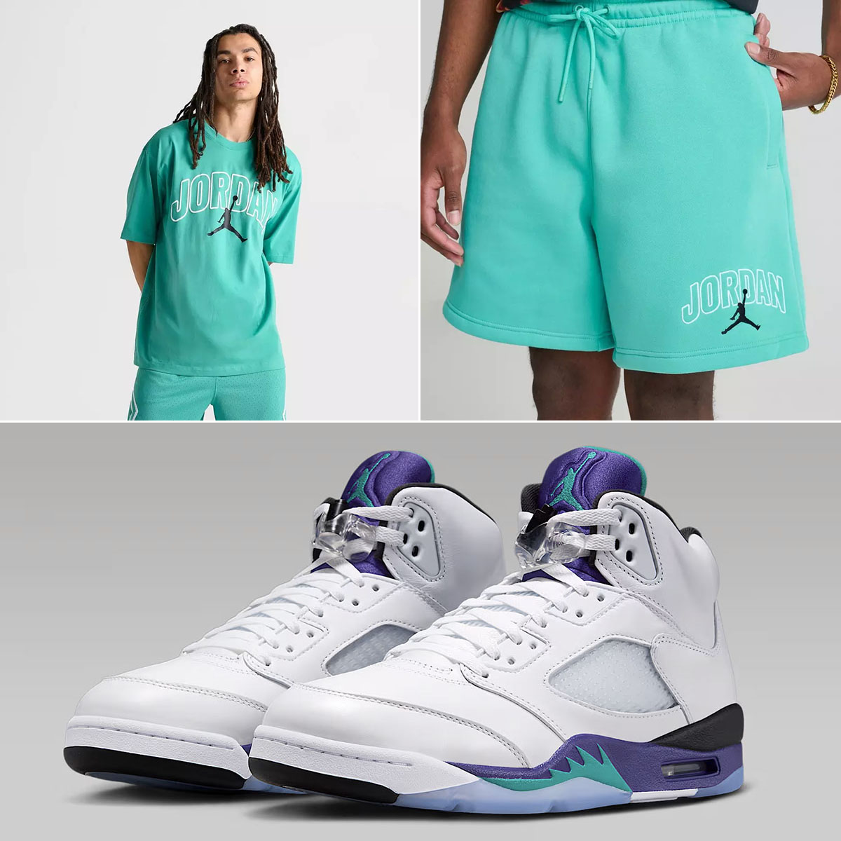 Air Jordan 5 Grape 2025 x Jordan Brooklyn Arch Logo Shirt and Shorts