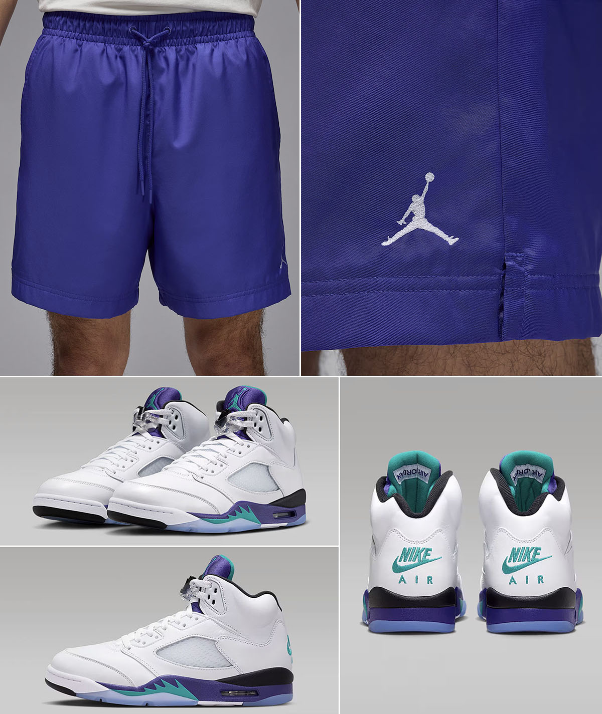 Air Jordan 5 Grape 2025 x Jordan Poolside Shorts Purple White