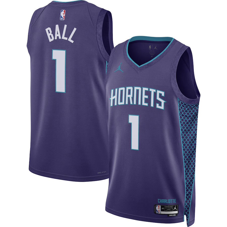 Air Jordan 5 Grape Hornets Jordan LaMelo Ball Purple Jersey