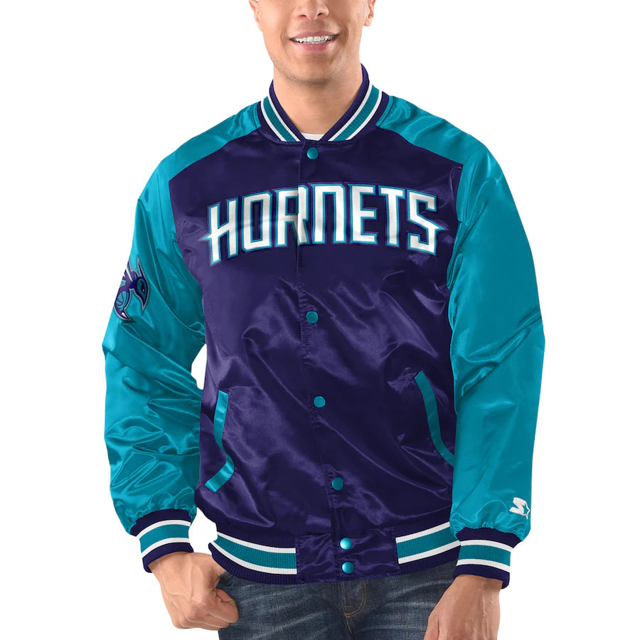 Charlotte Hornets Starter Renegade Satin Snap Jacket 1