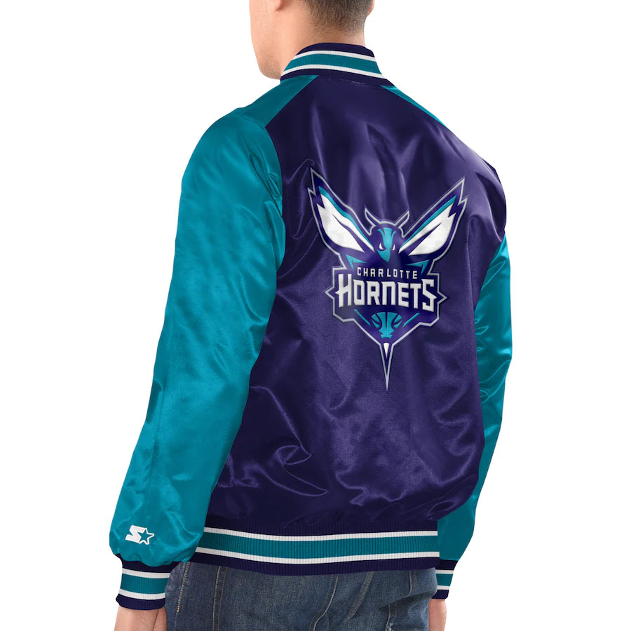 Charlotte Hornets Starter Renegade Satin Snap Jacket 2