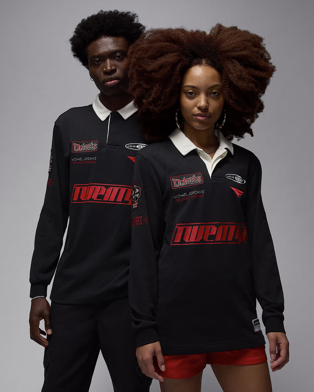 Jordan Essentials Motorsport Rugby Shirt Long Sleeve Top Black Red 1