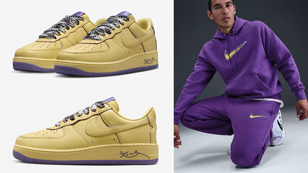 Kobe Bryant Nike Air Force 1 Low Soft Yellow Hoodie and Jogger Pants Outfit