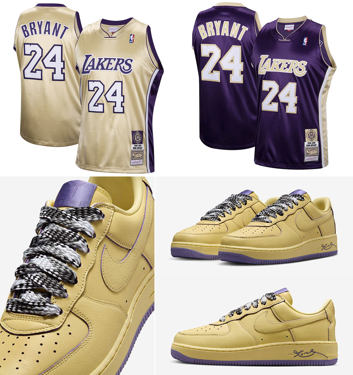 Kobe Bryant Nike Air Force 1 Low Soft Yellow Lakers Jerseys