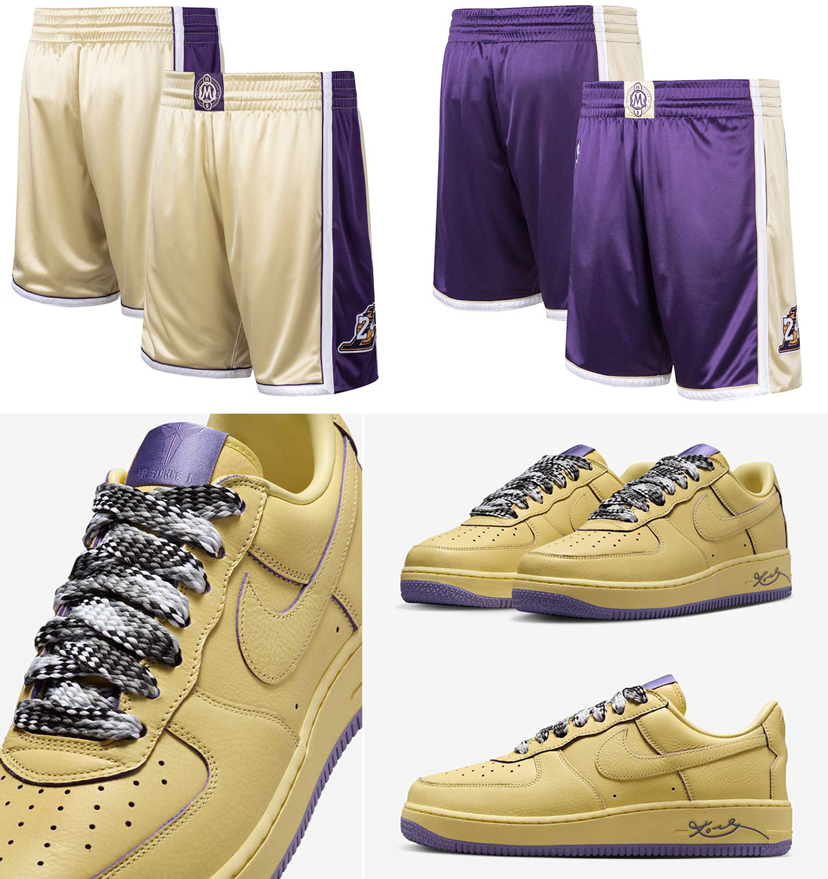 Kobe Bryant Nike Air Force 1 Low Soft Yellow Lakers Shorts