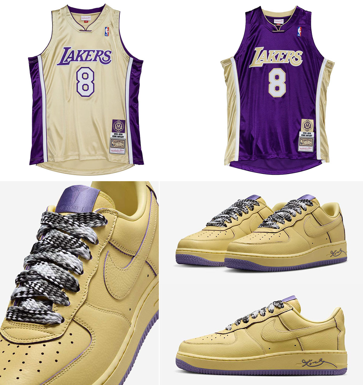 Kobe Bryant Nike Air Force 1 Low Soft Yellow Los Angeles Lakers Jerseys