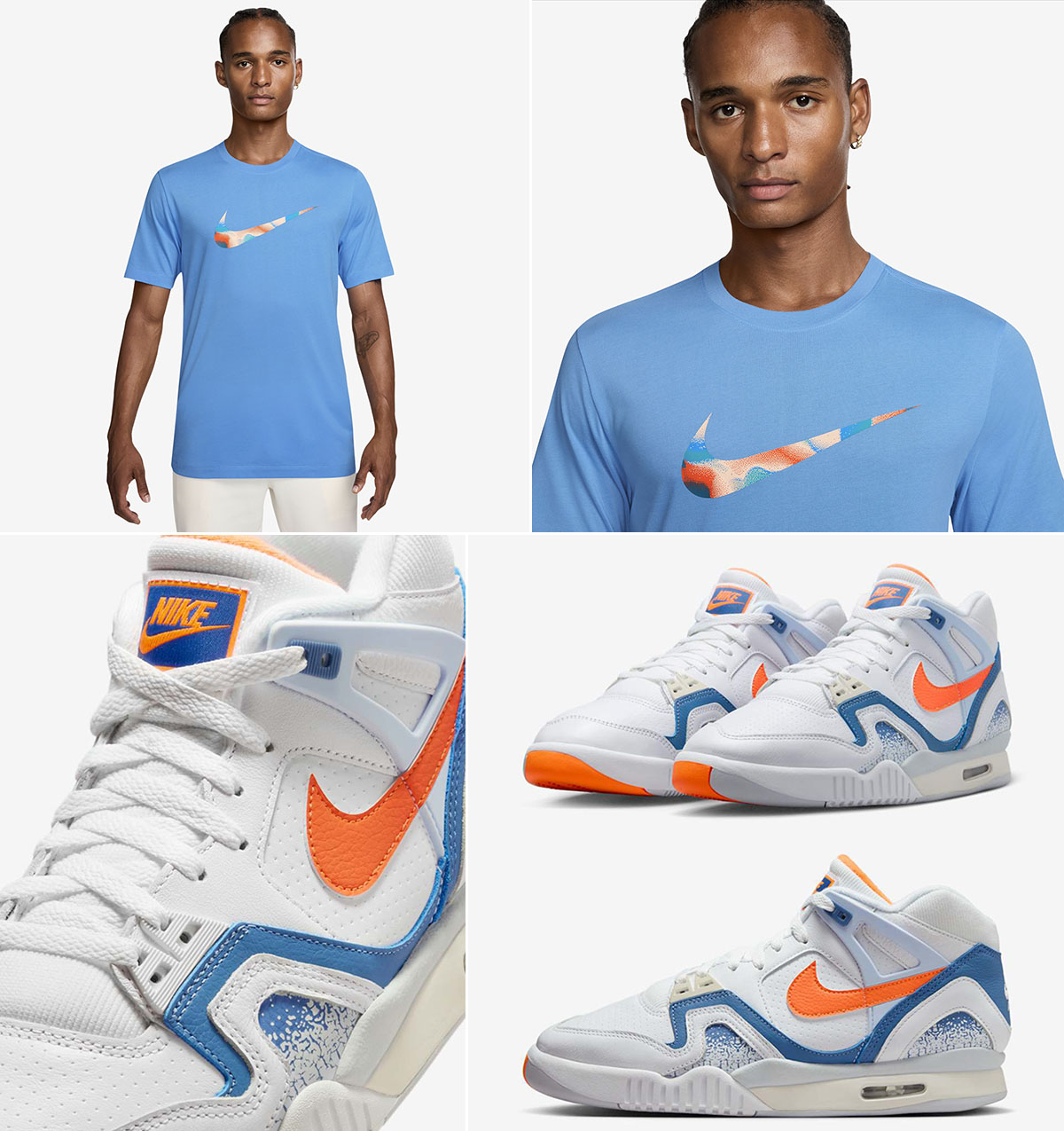 Nike Air Tech Challenge 2 Stone Blue x Nike Lava Swoosh Blue T Shirt Outfit