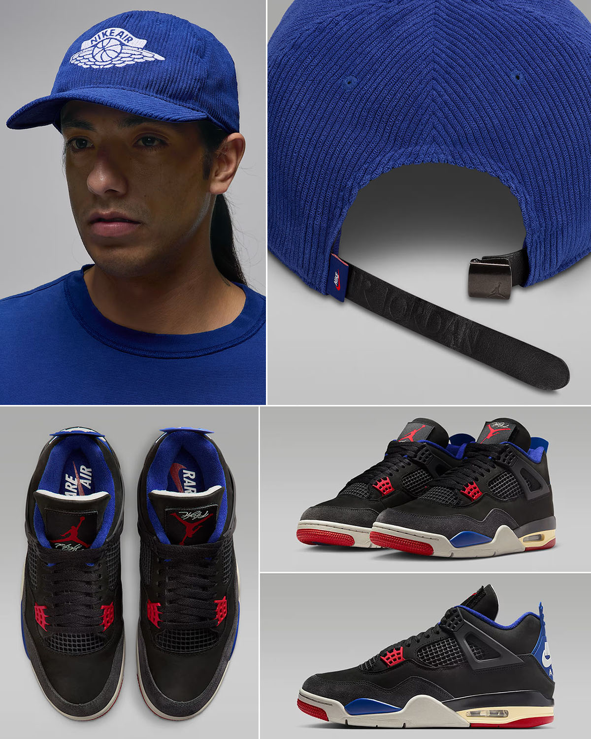 Air Jordan 4 Rare Air Shoes x Jordan Pro Rare Air Corduroy Royal Blue Hat