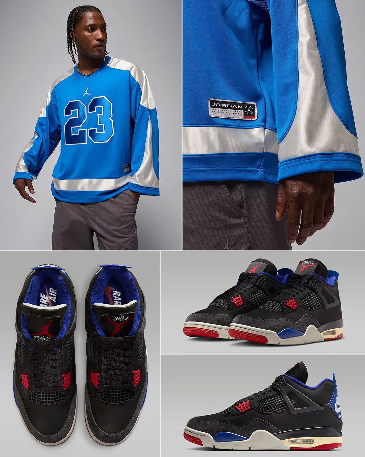 Air Jordan 4 Rare Air x Jordan Brooklyn Collegiate Hockey Jersey Outfit