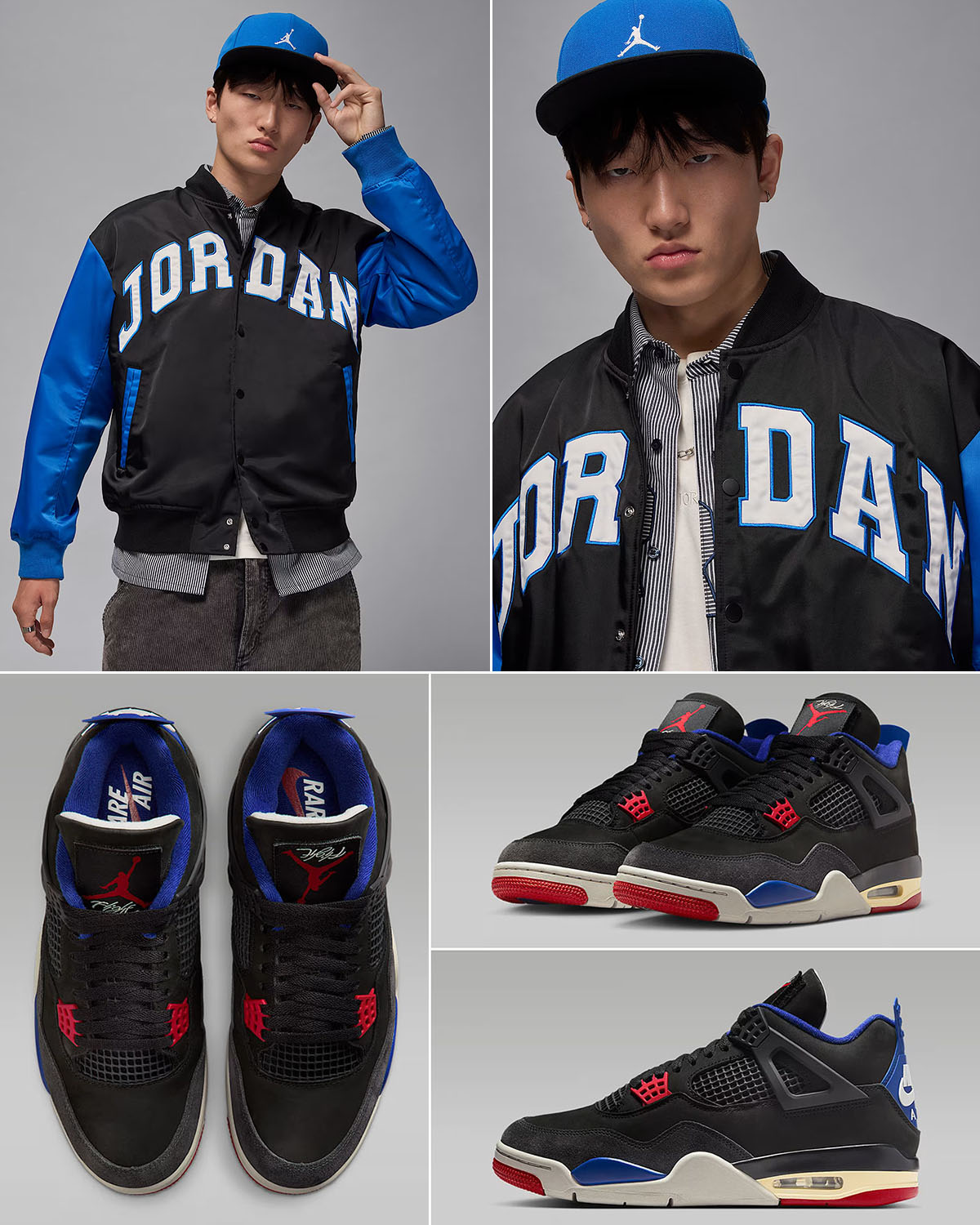Air Jordan 4 Rare Air x Jordan Brooklyn Collegiate Varsity Jacket Outfit