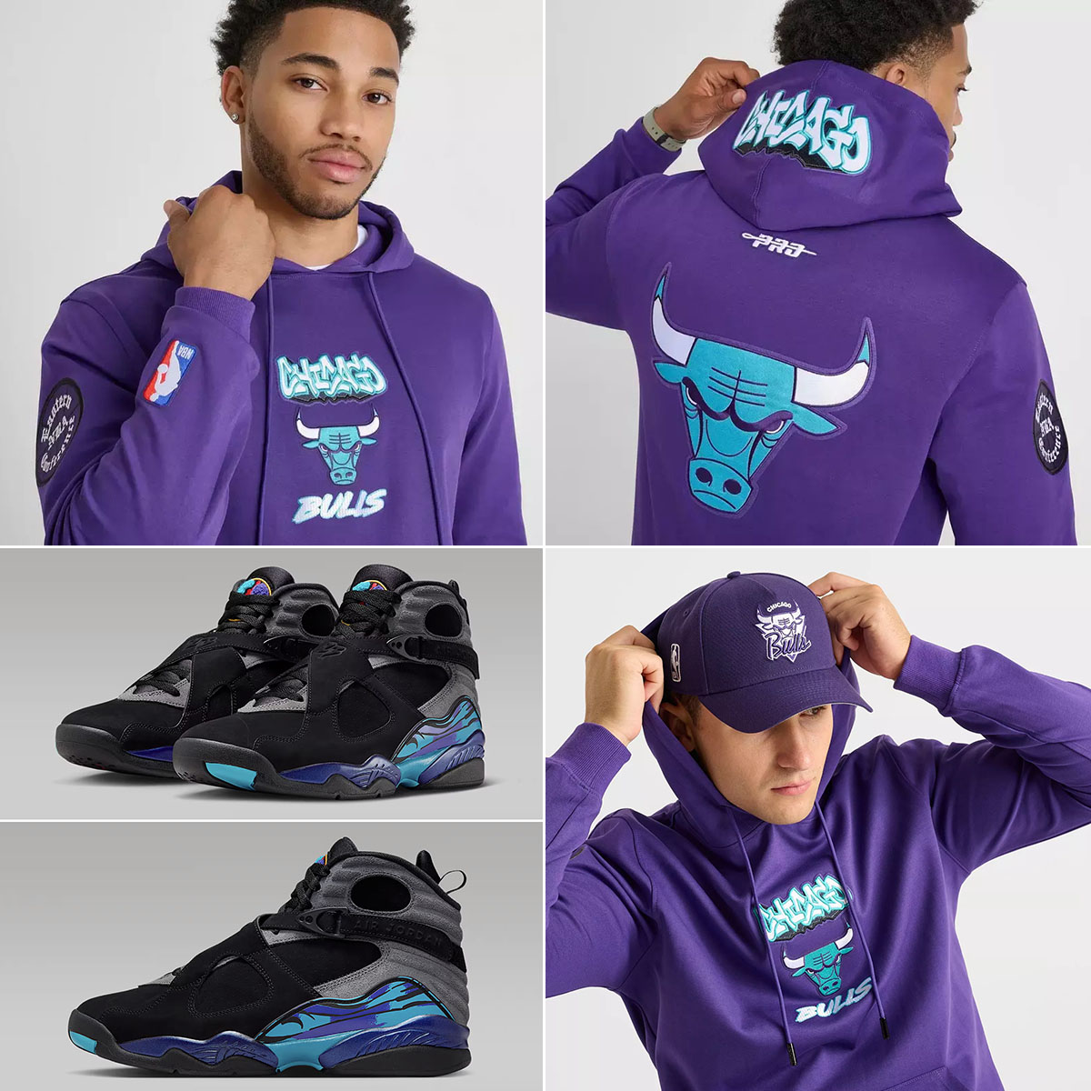 Air Jordan 8 Aqua 2025 Bulls Hat and Hoodie Outfit