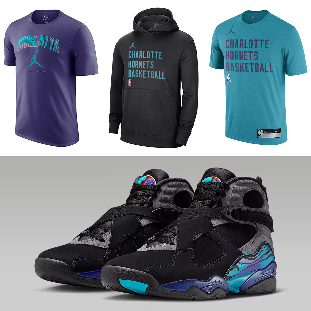Air Jordan 8 Aqua 2025 Hornets Clothing Outfits to Match Sneakers