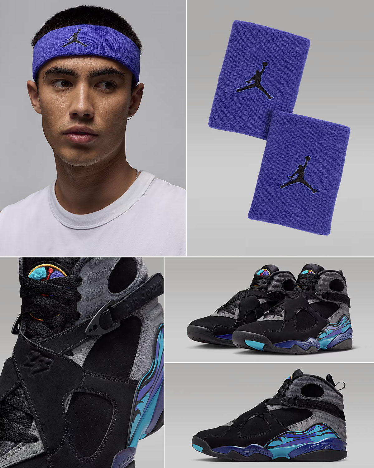Air Jordan 8 Aqua 2025 x Jordan Jumpman Headband Wristbands