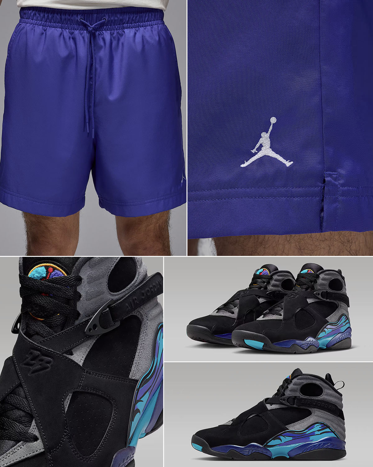 Air Jordan 8 Aqua 2025 x Jordan Poolside Shorts Outfit