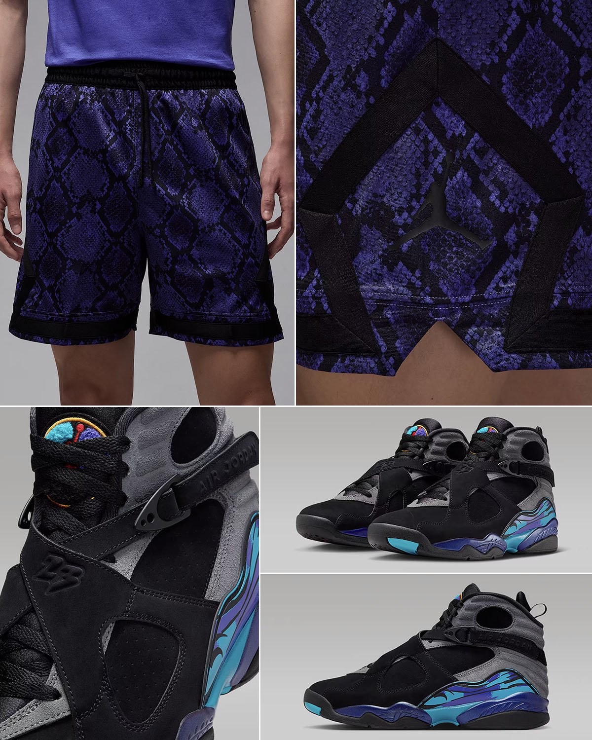 Air Jordan 8 Aqua 2025 x Jordan Sport Dri Fit Mesh Diamond Shorts Outfit