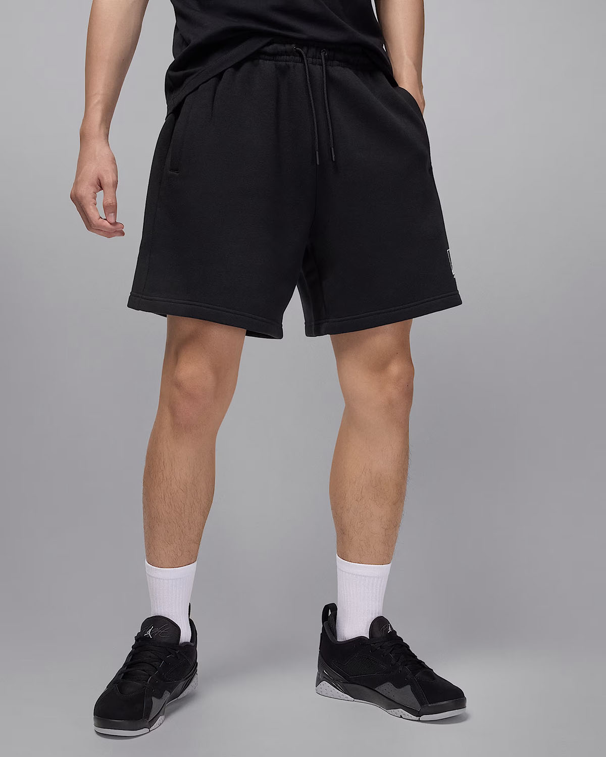 Jordan Brooklyn Fleece Mens Graphic Shorts Black White Grey