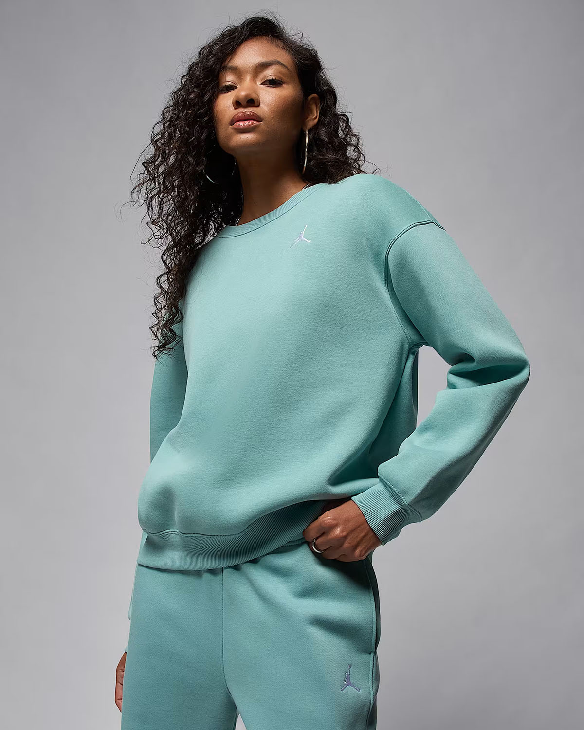Jordan Brooklyn Fleece Womens Crew Neck Sweatshirt Cannon White 1