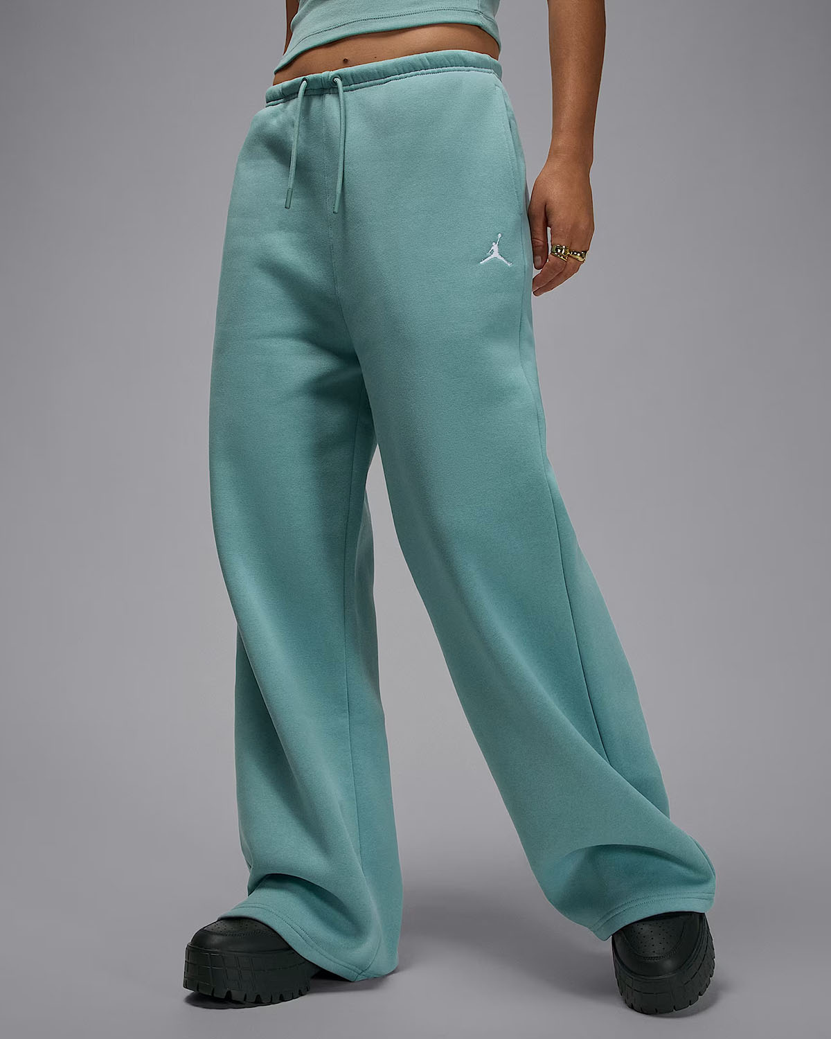 Jordan Brooklyn Fleece Womens Open Hem Pants Cannon White 1