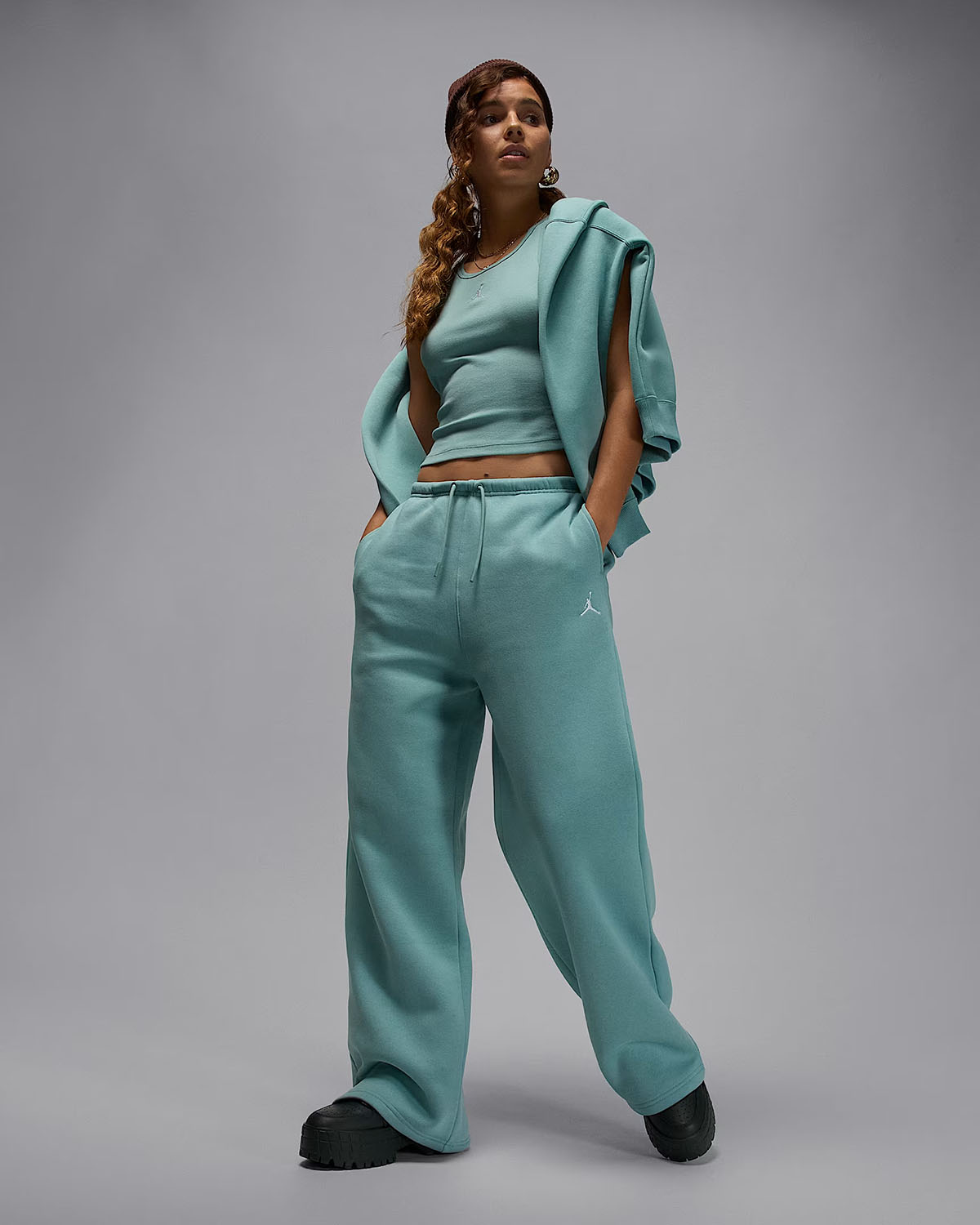 Jordan Brooklyn Fleece Womens Open Hem Pants Cannon White Outfit