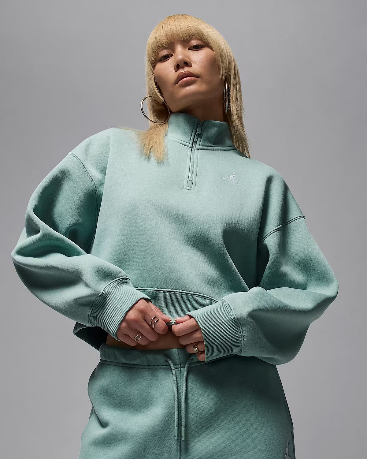 Jordan Brooklyn Fleece Womens Zip Top Cannon White 1