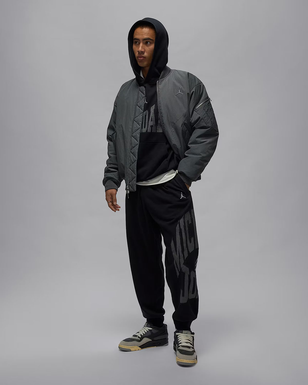 Jordan Brooklyn Mens Collegiate Pants Black Iron Grey Outfit