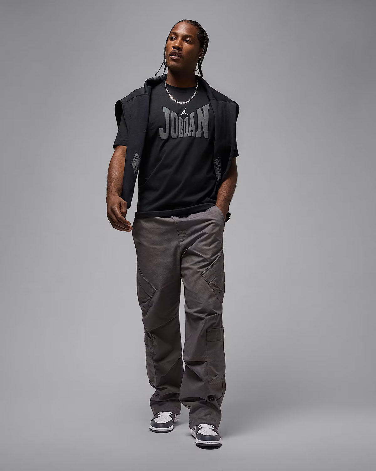 Jordan Brooklyn Mens Collegiate T Shirt Black Iron Grey Outfit