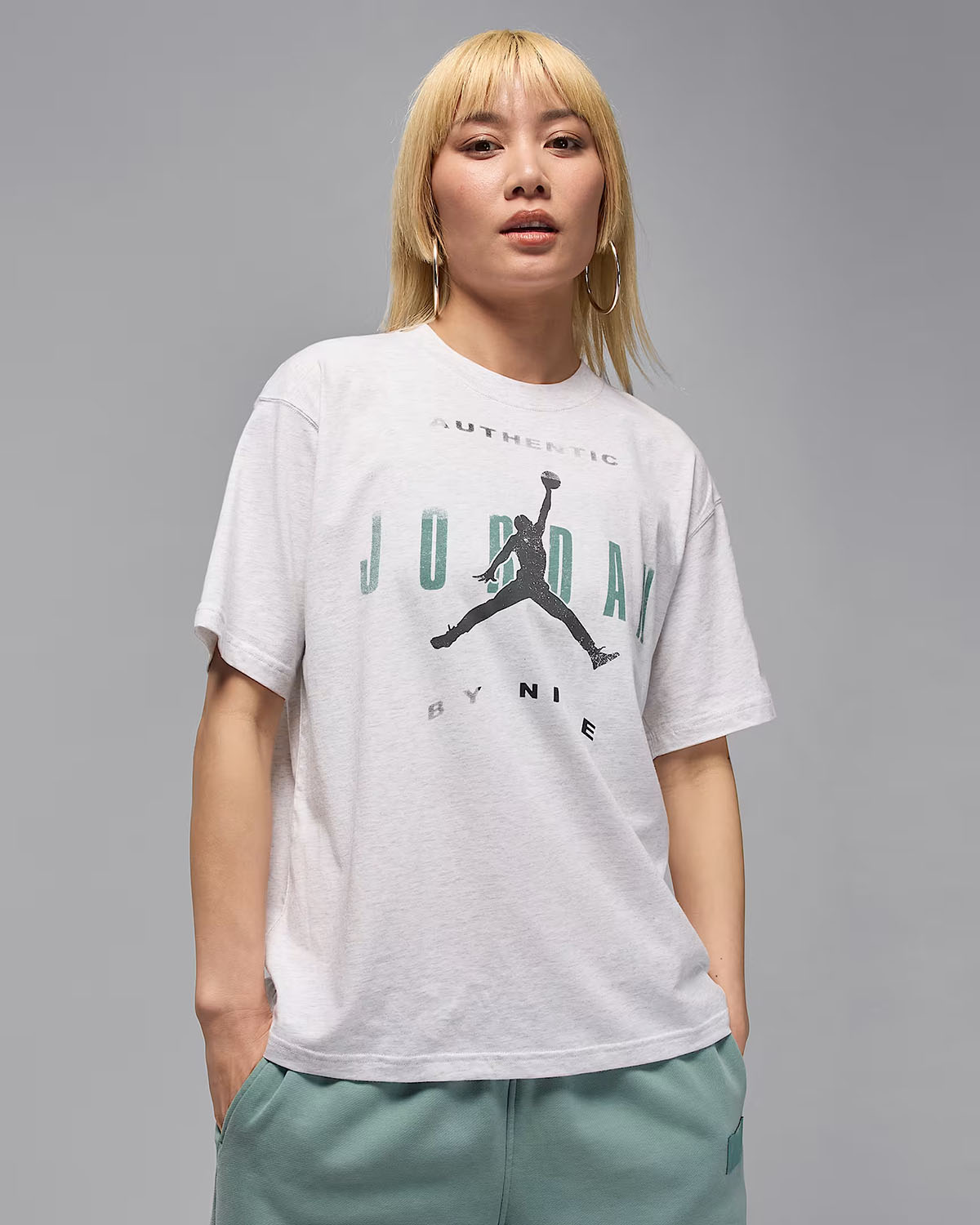 Jordan Flight Womens Graphic T Shirt Birch Heather Cannon Iron Grey 1