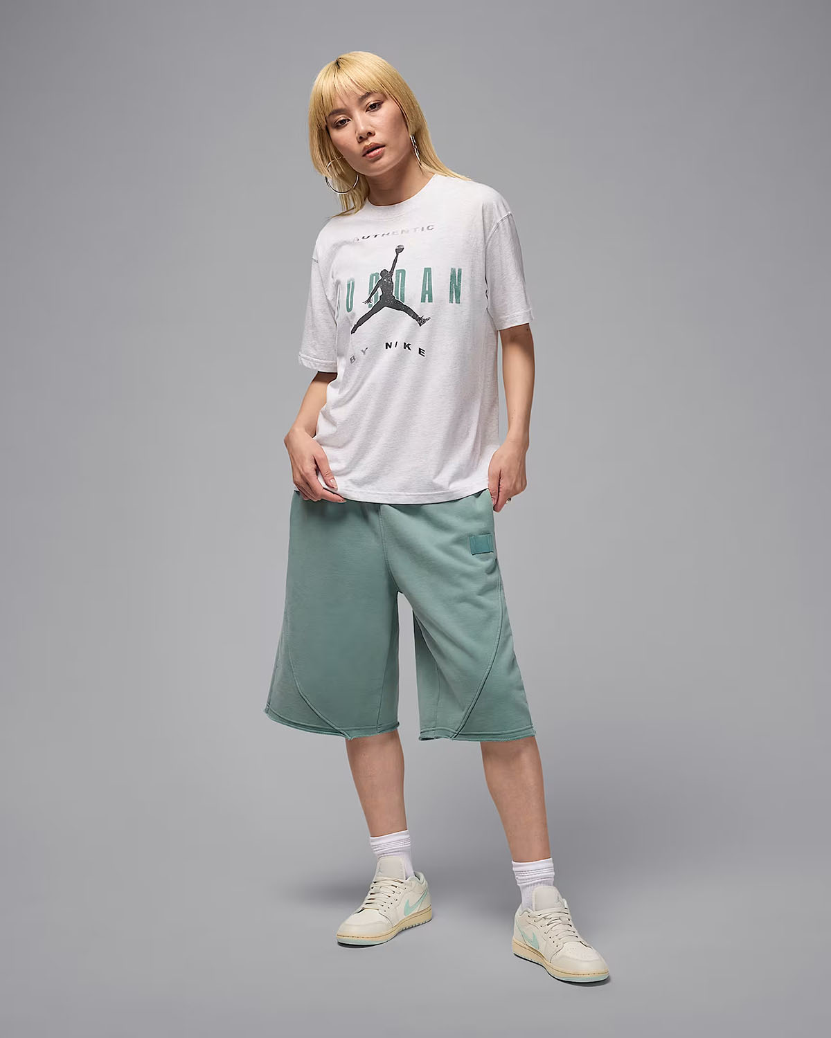 Jordan Flight Womens Graphic T Shirt Birch Heather Cannon Iron Grey Outfit